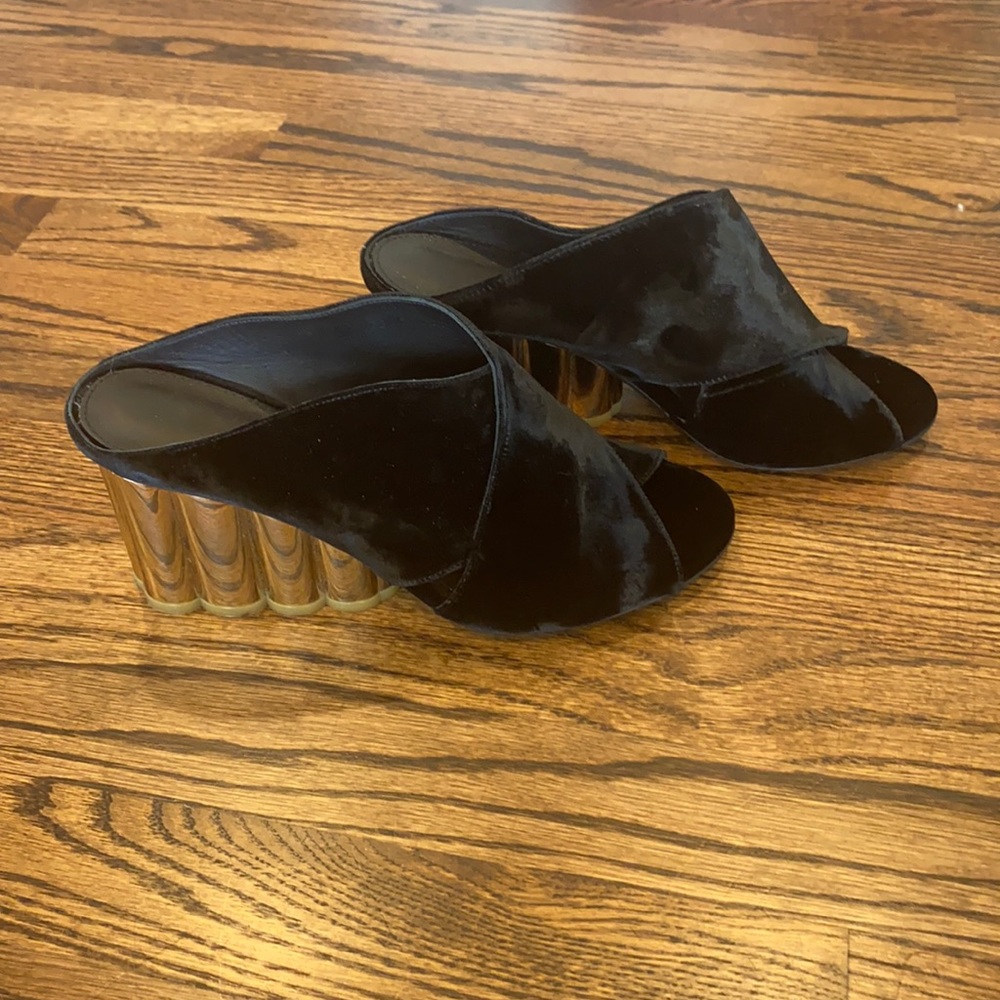 Black velvet wedges size 9C with box and Duster.  Only worn once.